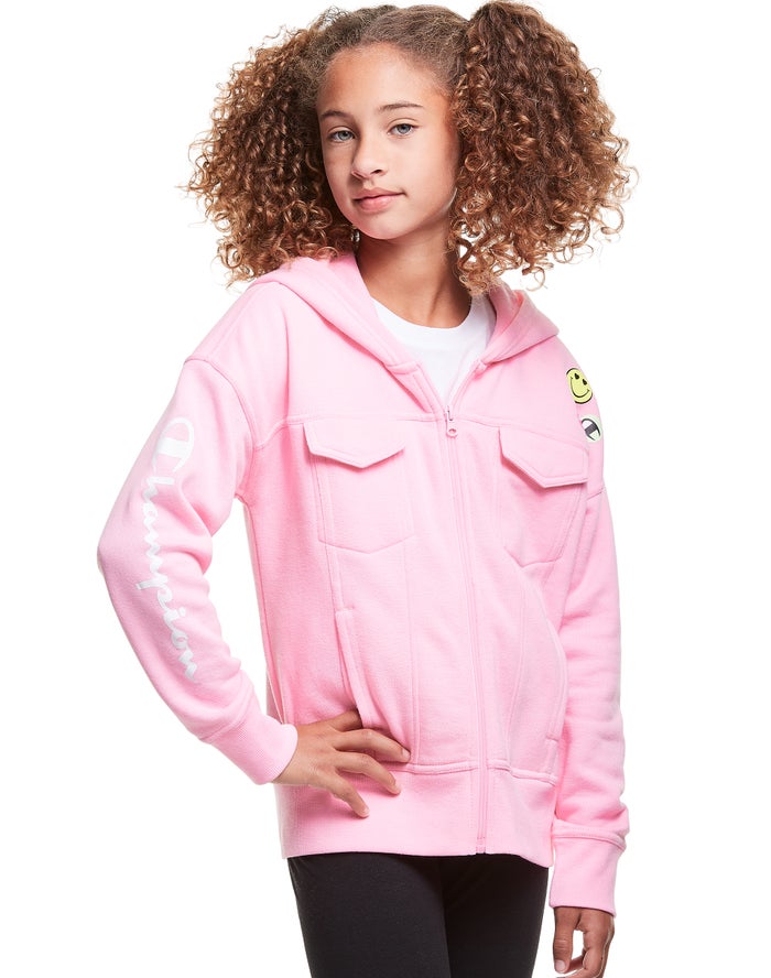 Sudadera Con Capucha Champion Niña - Fleece Full Zip Smiley Face ( Rosas ) 3571402-VR